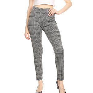 NWT-Women's Pull on Check Side Stripe Leggings